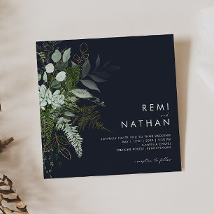 Invitación La vegetación y la hoja de oro   Boda de la Plaza 