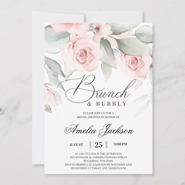 Invitación La vegetación y la suave ducha floral con flores (Anverso)