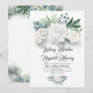 Invitación La vegetación y las flores blancas Boda elegante P