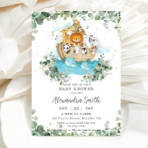 La verde Baby Shower neutral de género de Noah