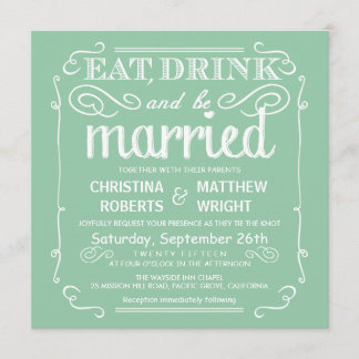 Invitación La verde menta come la bebida y sea boda casada
