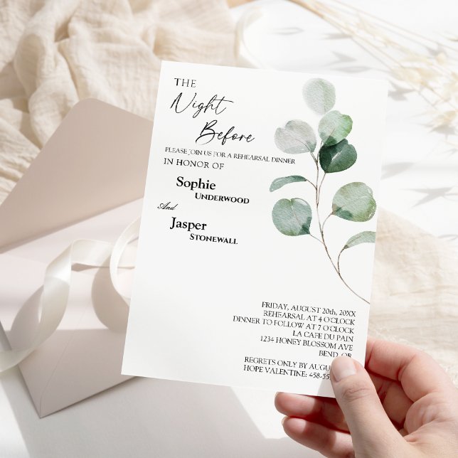 Invitación La verde moderna Noche blanca antes del ensayo (Subido por el creador)