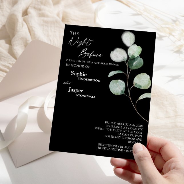 Invitación La verde moderna noche negra antes del ensayo (Subido por el creador)