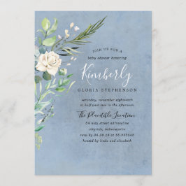 Invitación La verde y el azul turbio elegante Baby Shower