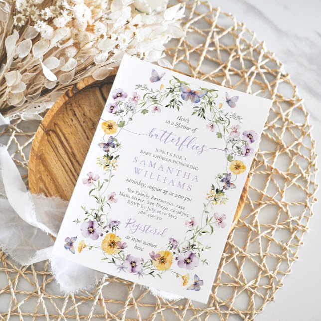 Invitación La vida de Butterflay Morple Floral Bridal Shower (Subido por el creador)
