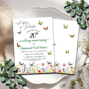 Invitación La vida de las mariposas 20° aniversario Boda