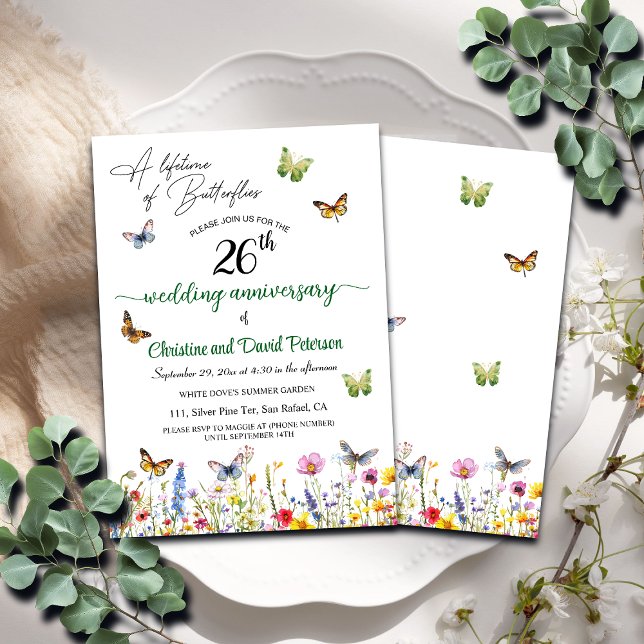 Invitación La vida de las mariposas 26° aniversario Boda (Subido por el creador)