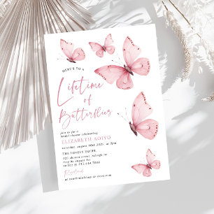 Invitación La vida de las mariposas: ducha de novia rosa