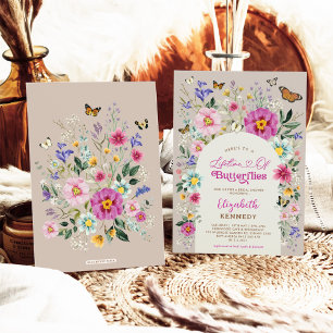 Invitación La vida de las mariposas Flora de flores silvestre