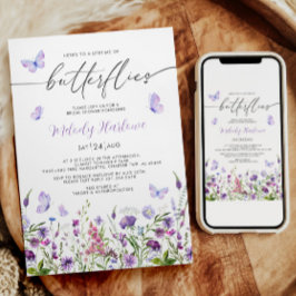 Invitación La vida de las mariposas Flora de flores silvestre