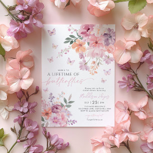 Invitación La vida de las mariposas Flora de flores silvestre