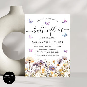 Invitación La vida de las mariposas Flores salvajes Ducha de