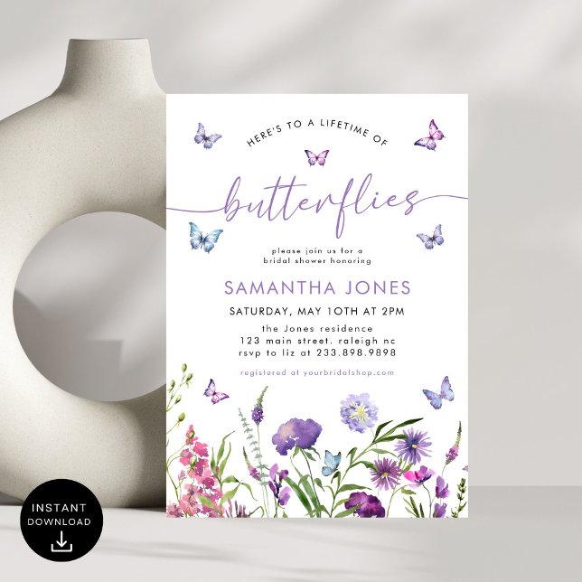 Invitación La vida de las mariposas Flores salvajes Ducha de  (Subido por el creador)