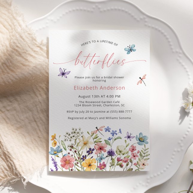 Invitación La vida de las mariposas Flores salvajes Ducha de  (Subido por el creador)
