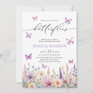 Invitación La vida de las mariposas, la ducha de flores silve