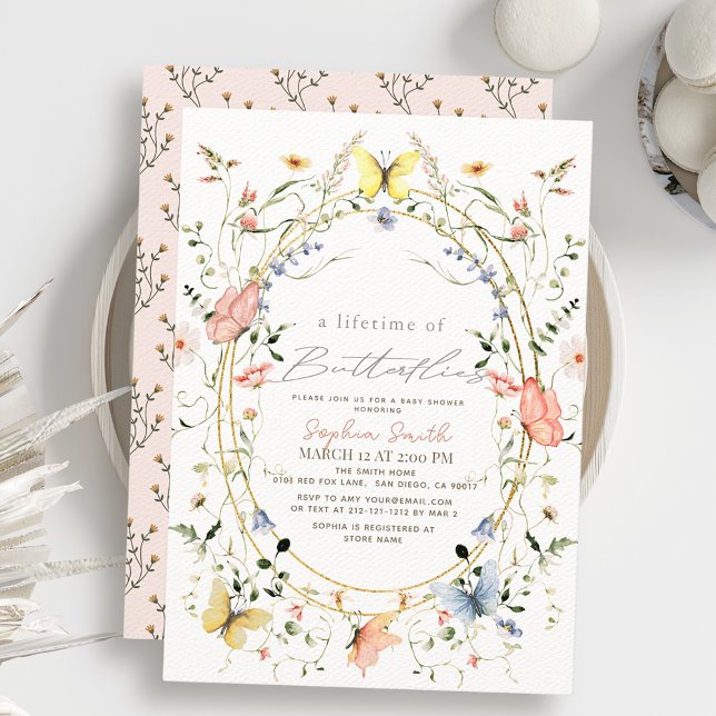 Invitación La vida de las mariposas Wildflower Baby Shower (Subido por el creador)