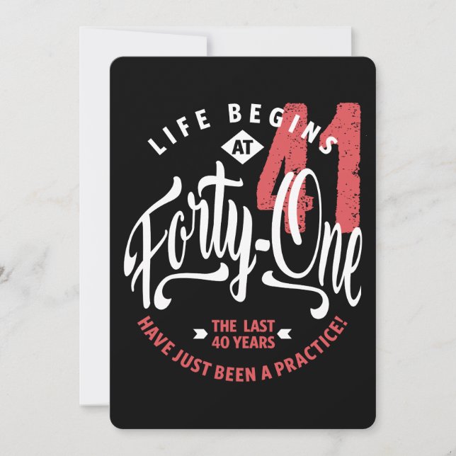 Invitación La vida empieza a los 41 | 41 cumpleaños (Anverso)