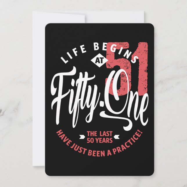 Invitación La vida empieza a los 51 | 51.º cumpleaños (Anverso)