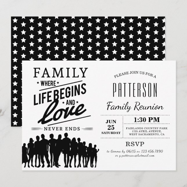 Invitación La vida empieza y el amor nunca termina | Reunión  (Anverso / Reverso)