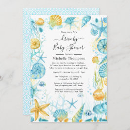 Invitación La vida en el mar azul y amarillo es impulsada por