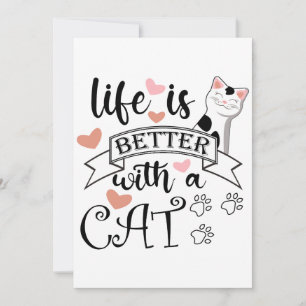 Invitación La vida es mejor con un eslogan de citas gatas