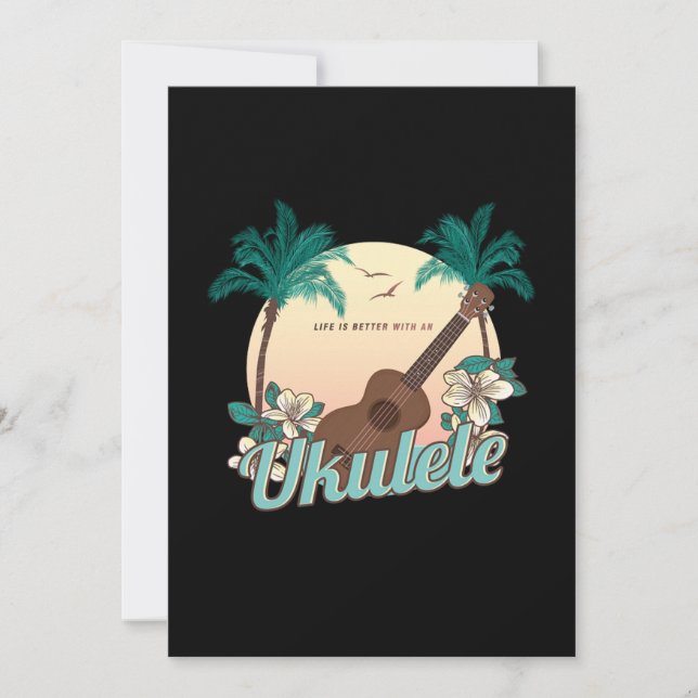 Invitación La Vida Es Mejor Con Un Regalo Acústico De Ukulele (Anverso)