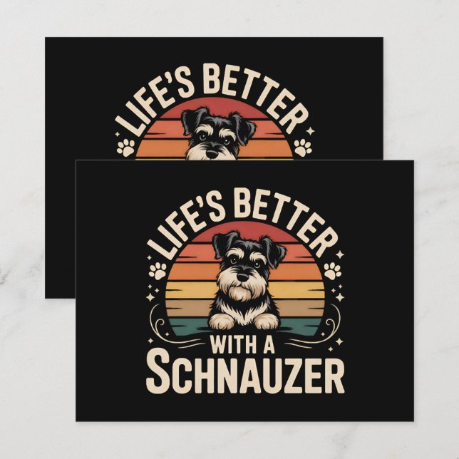 Invitación La vida es mejor con un Schnauzer (Anverso / Reverso)