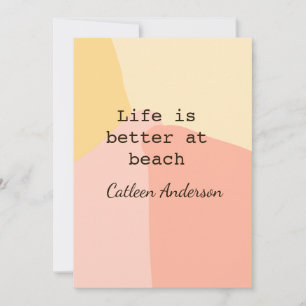 Invitación La vida es mejor en la playa amarillo naranja boho