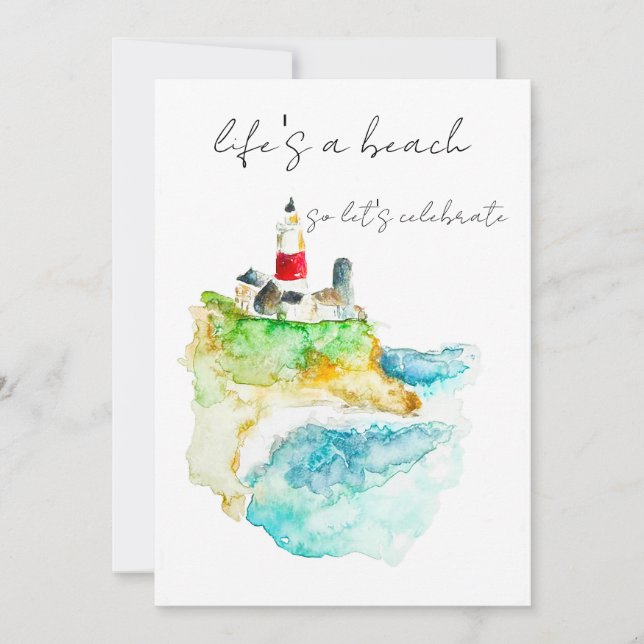 Invitación La vida es una playa (Anverso)