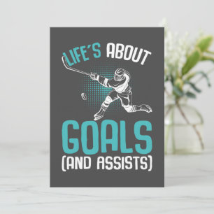 Invitación La vida se trata de objetivos jugador de hockey so