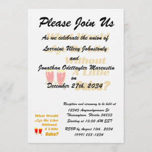 Invitación la vida sea como sin salsa naranja texto congas ro