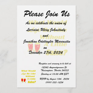 Invitación la vida sea como sin salsa texto amarillo conos ro
