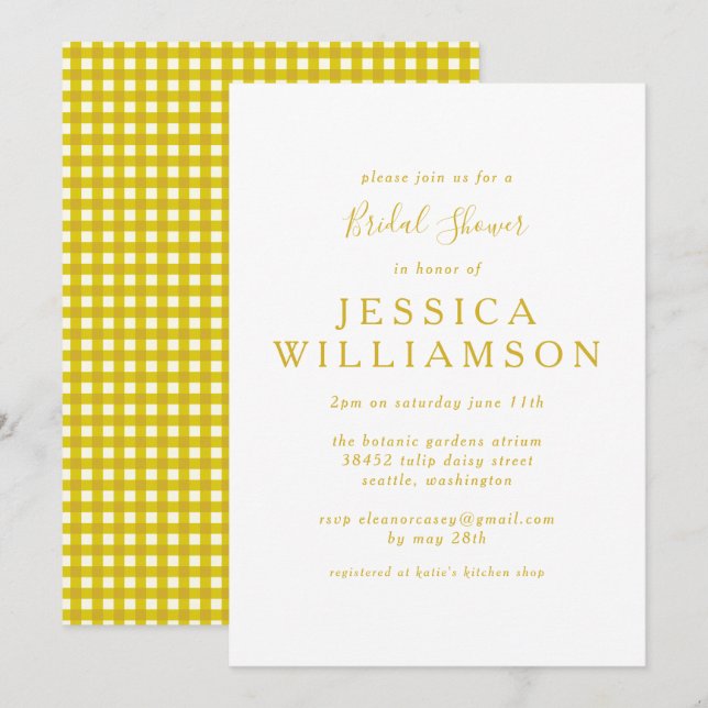 Invitación La vieja chaqueta de Gingham en la ducha de novia  (Anverso / Reverso)