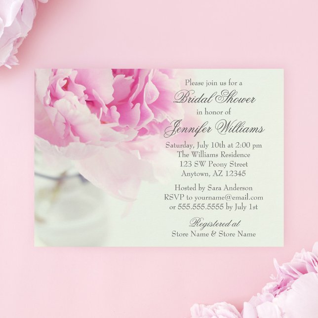 Invitación La vieja ducha de novias de Peony Rosa Mason Jar (Subido por el creador)