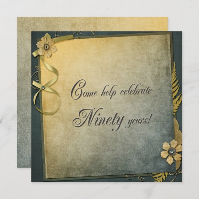 Invitación la vieja invitada de cumpleaños 90 (Anverso / Reverso)