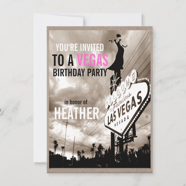 Invitación La vieja Sepia Las Vegas Moderna en su fiesta de c (Anverso)