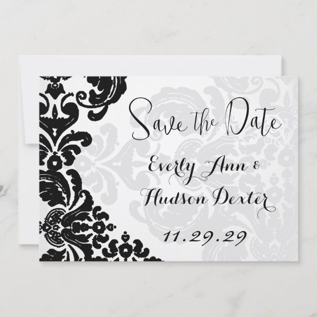 Invitación La vieja y ruidosa boda de damasco negro salva la  (Anverso)
