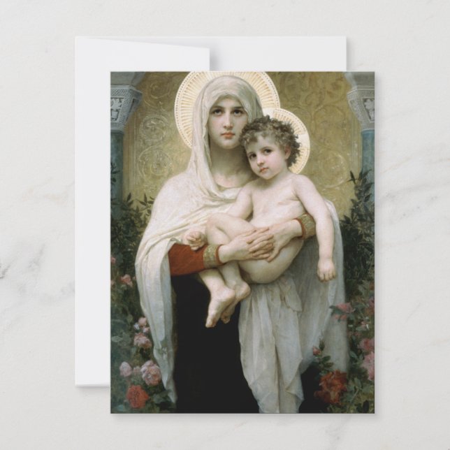 Invitación La Virgen de los Rosas de Bouguereau (1903) (Anverso)