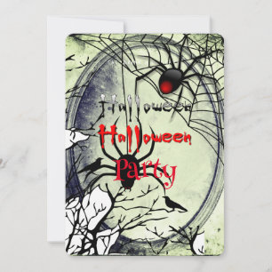 Invitación La web de la araña gótica del partido de Halloween
