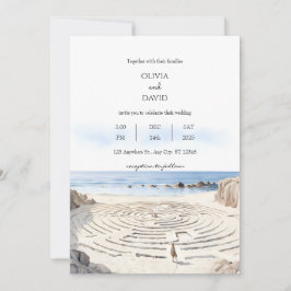 Invitación Laberinto Costero junto a la Playa junto al Océano