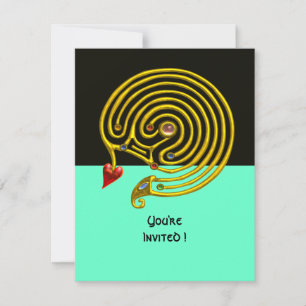 Invitación LABERINTO HIPER rsvp, negro y azul