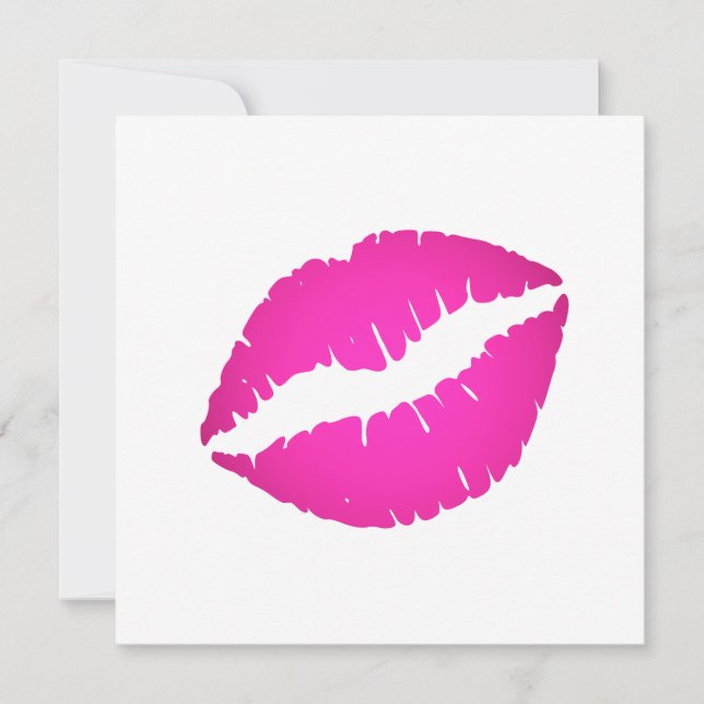 Invitación Labial degradado rosa caliente beso en blanco (Anverso)