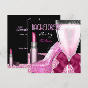 Invitación Labial Rosa Champán Fiesta de Soltera