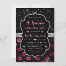 Labios con brillo rosa y negro Cumpleaños 21
