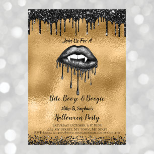 Invitación Labios de brillo negro de vampiro Halloween adulto
