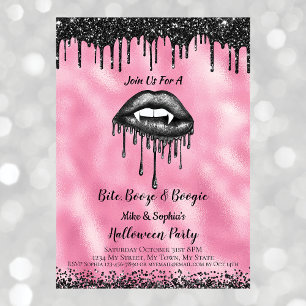 Invitación Labios de brillo negro de vampiro para Halloween a