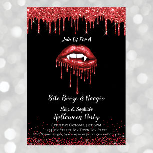 Invitación Labios de brillo rojo de vampiro para fiesta de Ha