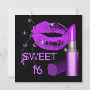 Invitación Labios de Labial Rosa Caliente Purpura Dulce Dieci