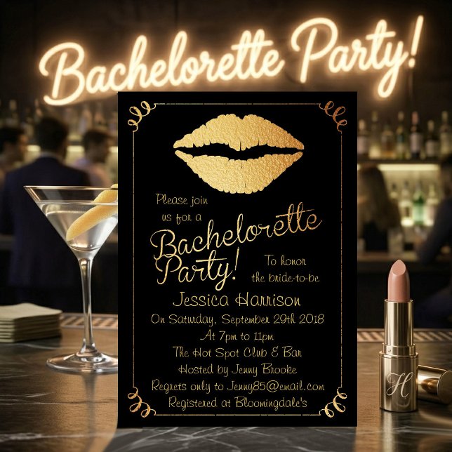 Invitación Labios de papel de oro Fiesta de Despedida de Solt (Subido por el creador)