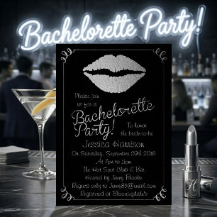 Invitación Labios de Papel de Plata Despedida de Soltera